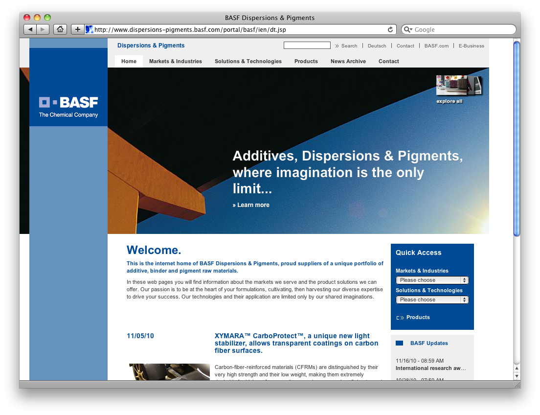 BASF Dispersions & Pigments im neuen BASF Internet Style Guide