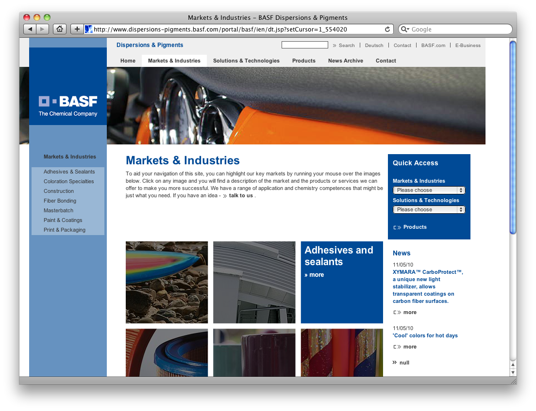 BASF Dispersions & Pigments im neuen BASF Internet Style Guide