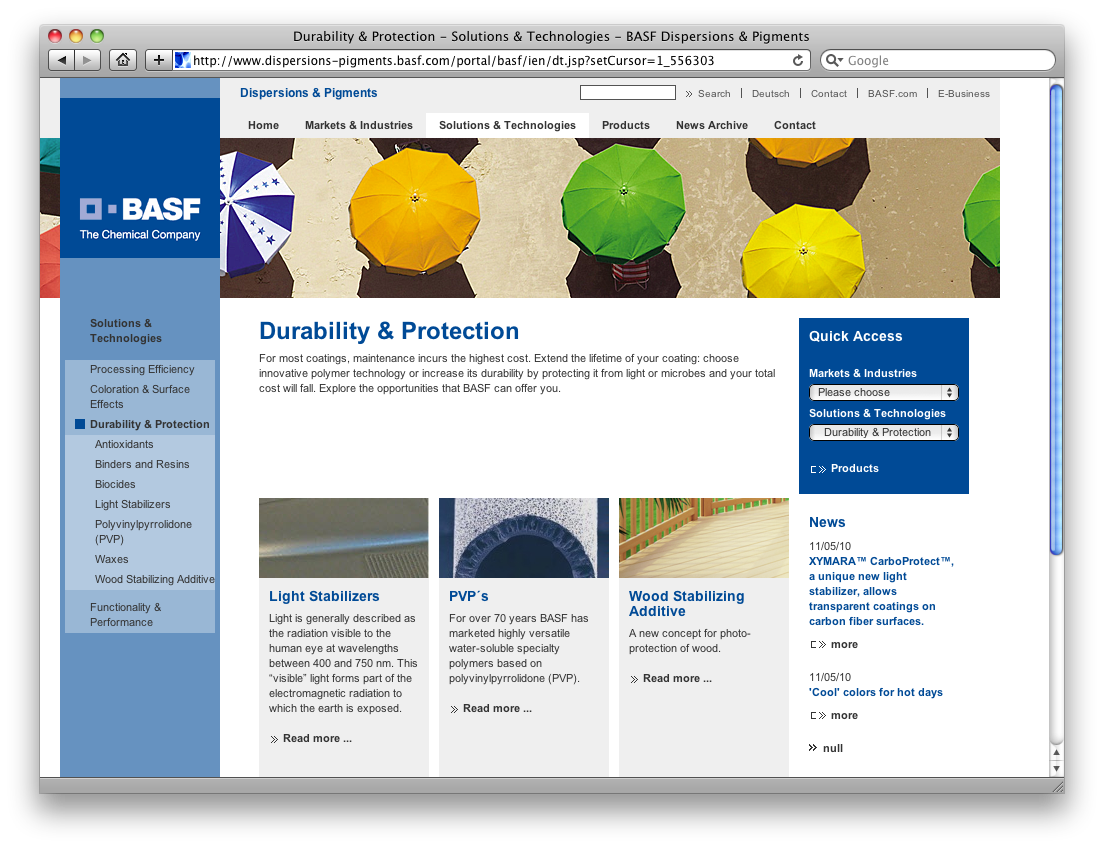 BASF Dispersions & Pigments im neuen BASF Internet Style Guide