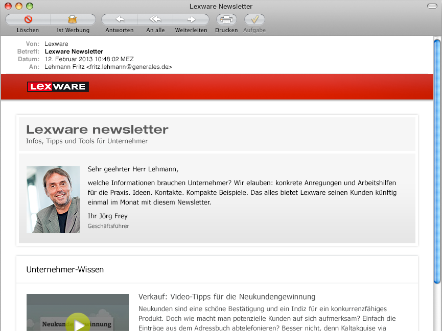 Relaunch des Lexware newsletters
