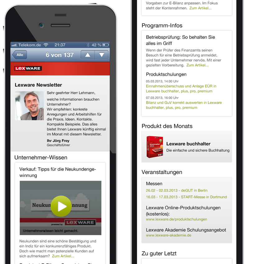 Relaunch des Lexware newsletters