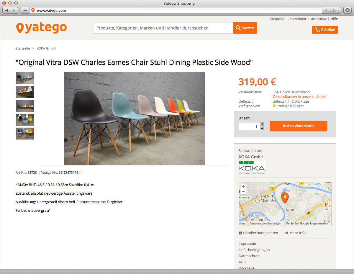 Neues UI für Marktplatz Yatego