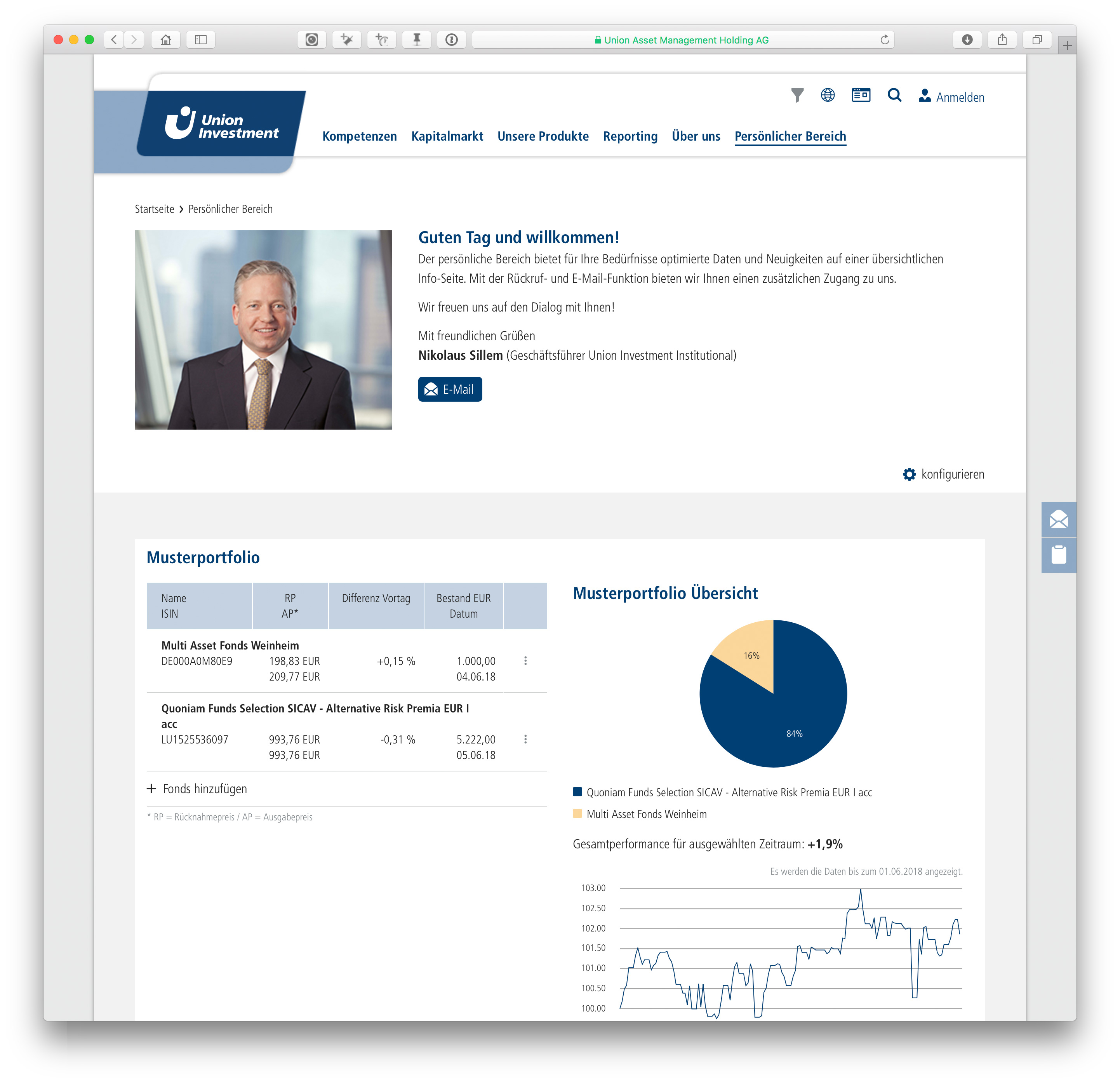 Union Investment Portal für Institutionelle Investoren